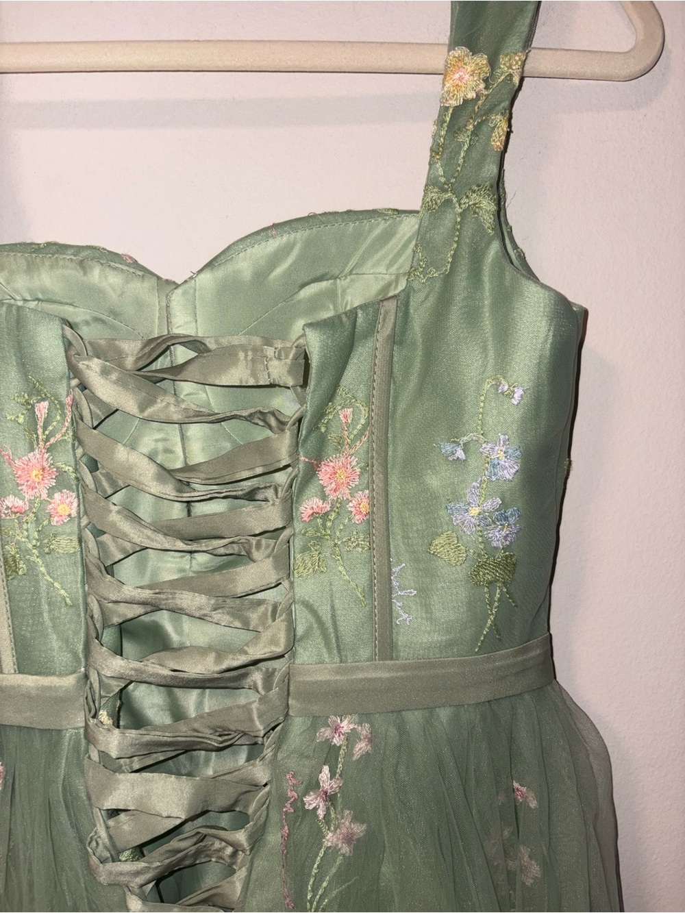 Women’s Floral Embroidered Corset Long Dress 8 NWOT - Picture 8 of 11